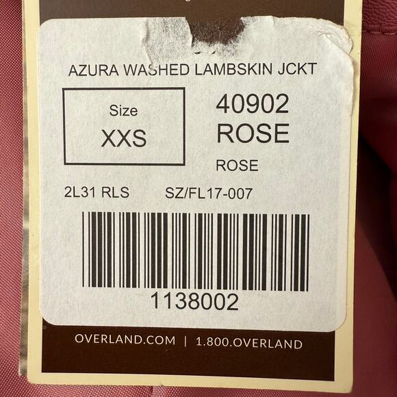 Overland Azura Washed Rose 100% Lambskin Leather Moto Jacket Size XXS Lined - Picture 11 of 13